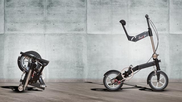 世界超小体积折叠自行车  车座悬空设计瞬间变身“随身行李”