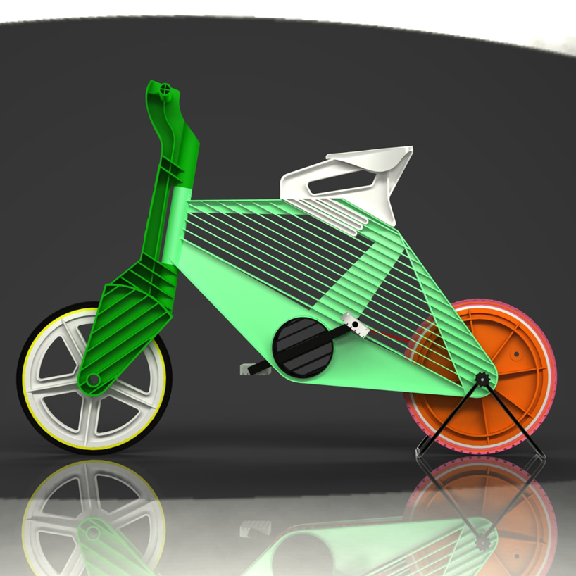 规格和持久的20英寸车轮是可以互换的▲回收材料给自行车的结构强度