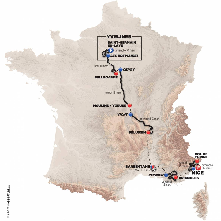 巴黎-尼斯公布2019年路线图 共23支车队参赛