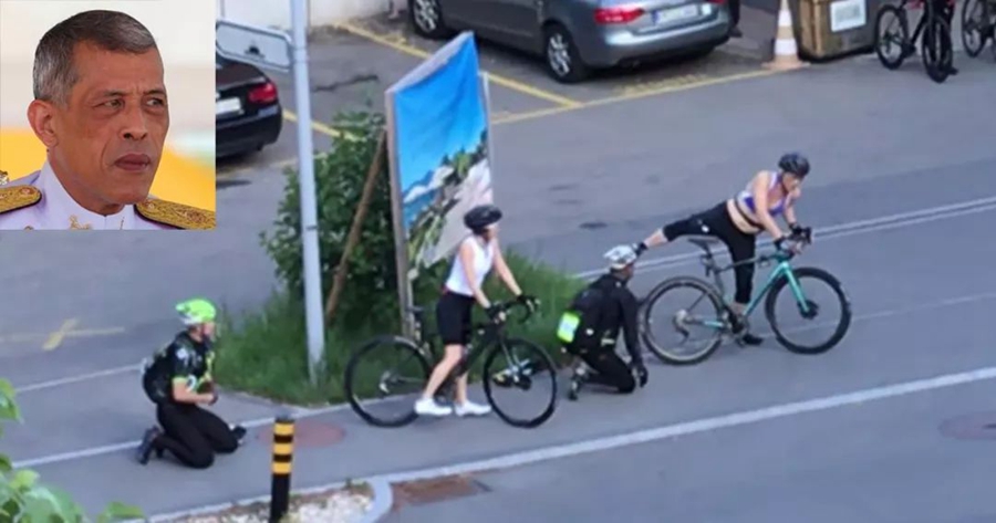 67岁泰王带王后度假  低调骑行 却因侍卫下跪被认出