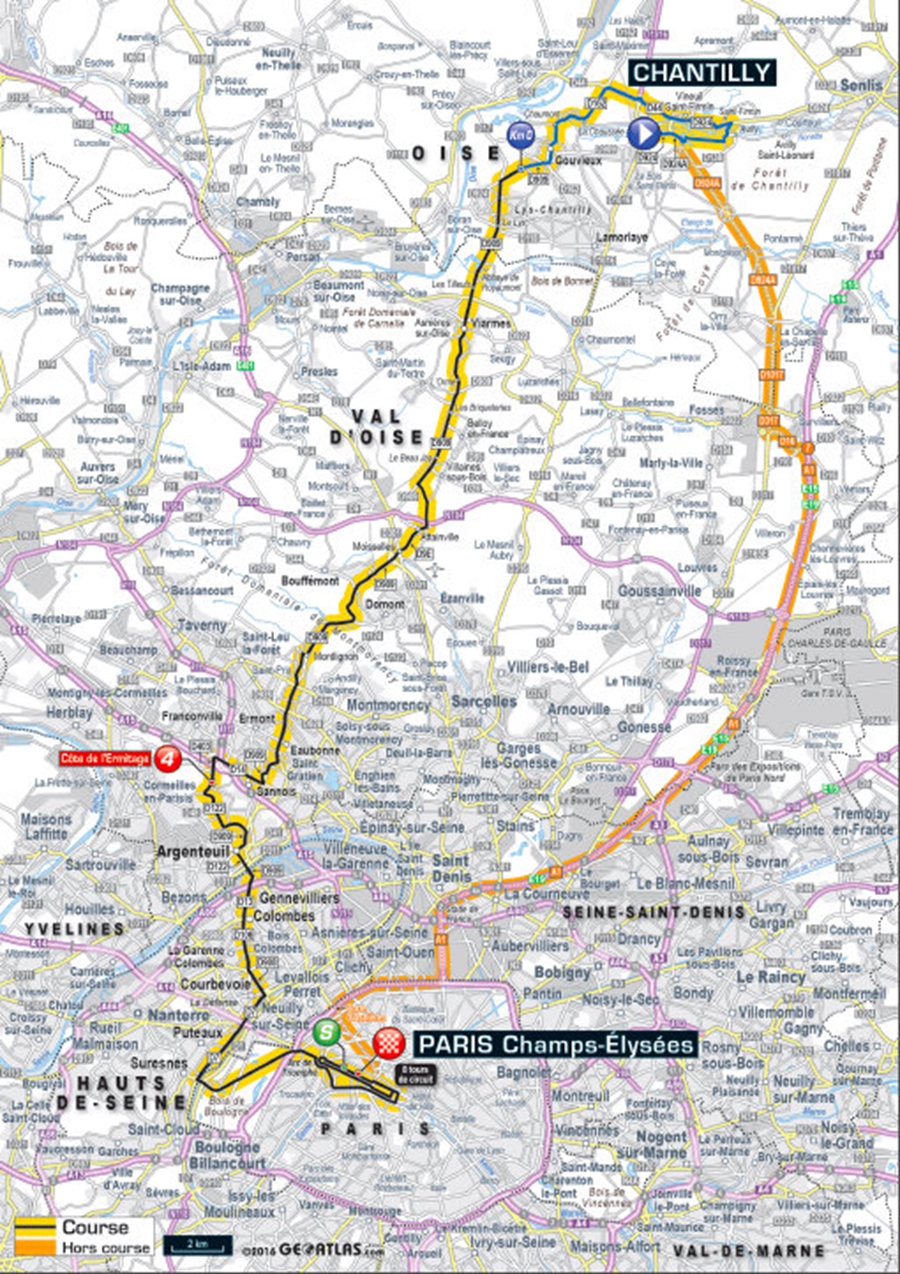 环法最后决战尚蒂利巴黎香榭丽舍大街113公里荣誉骑行