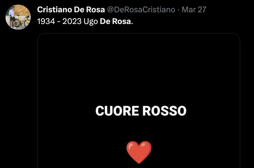 哀悼！意大利De Rosa品牌创始人逝世