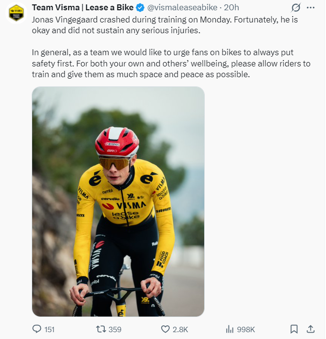 温格高训练摔车 维斯玛车队呼吁尊重职业车手