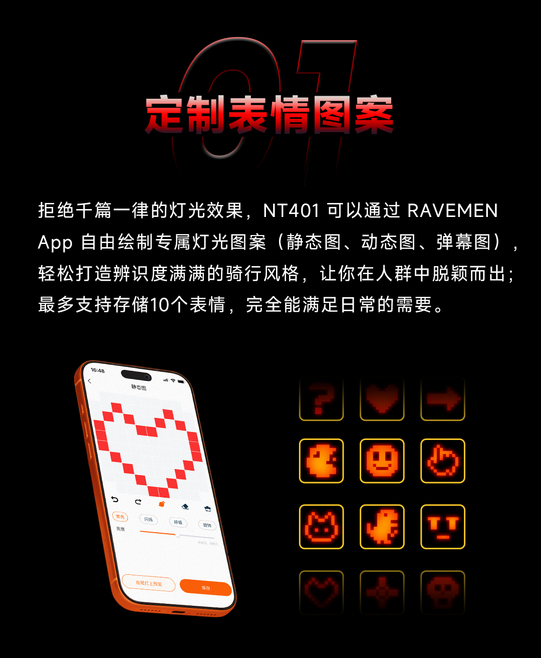 雷夫曼NT401表情尾灯，解锁你的专属骑行表情