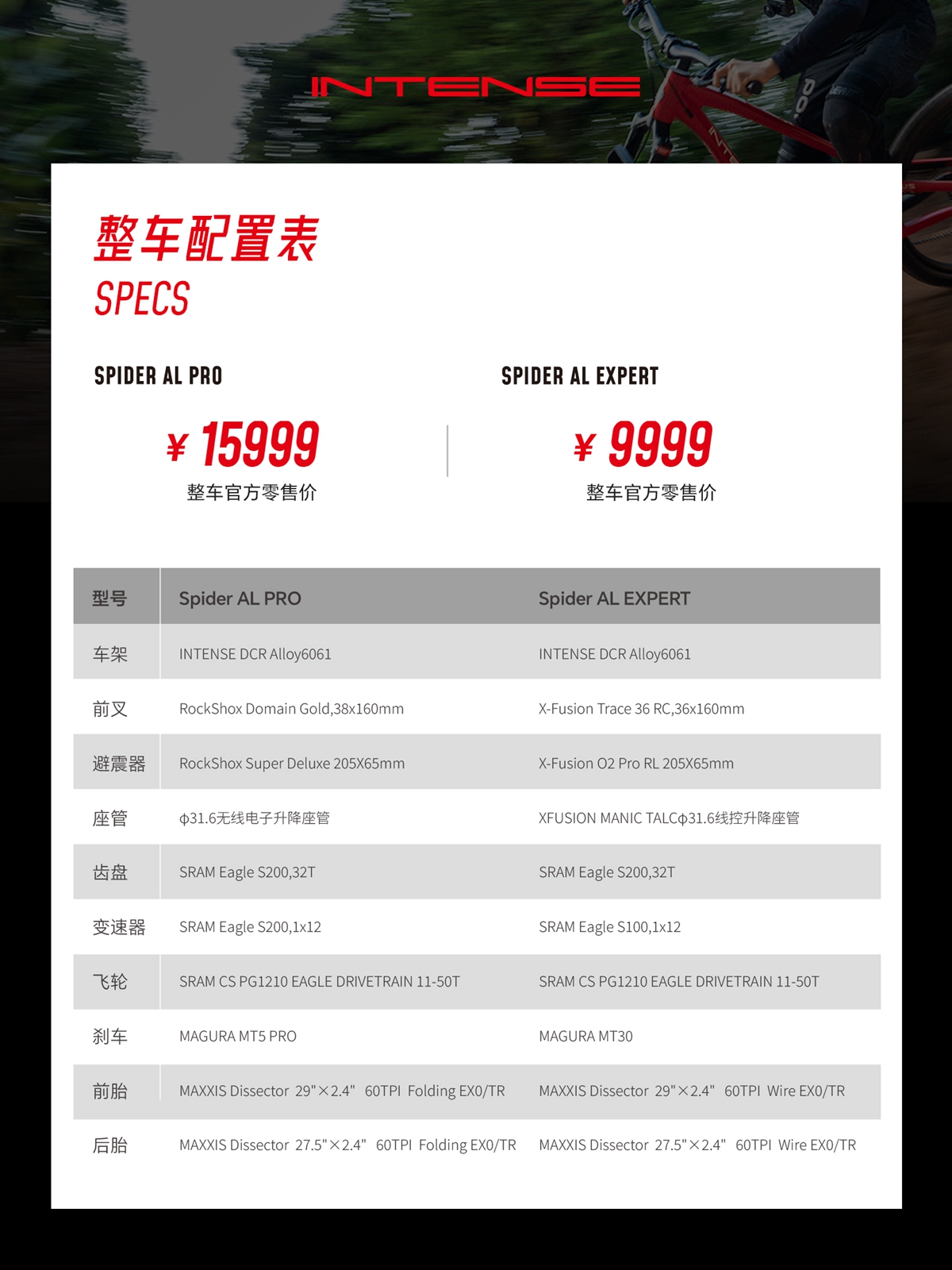 国际品牌万元落子：INTENSE Spider AL 带来满满诚意